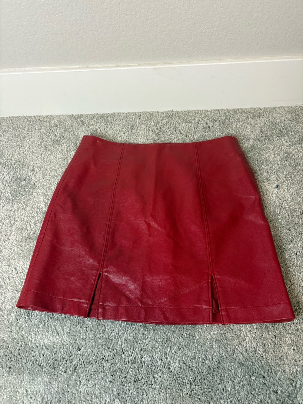 Forever 21 Oxblood Red Faux Leather Mini Skirt size small